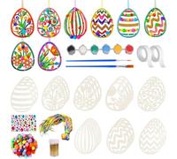 MINGJAY Oeufs de Paques à Décorer,110 Pièces Oeuf en Bois à Peindre,Pendentifs de Pâques en Bois pour Peindre,Bricolage Paquese,DIY Décoration de Pâquese,pour Bricoler et Décorer