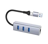 MINGLEA Adaptateur USB A et USB C double port Gigabit Ethernet avec 3 ports USB 3.0 pour ordinateur portable, PC, smartphone, transfert de données rapide