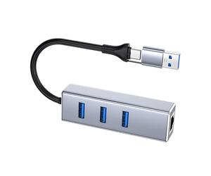 MINGLEA Adaptateur USB A et USB C double port Gigabit Ethernet avec 3 ports USB 3.0 pour ordinateur portable, PC, smartphone, transfert de données rapide