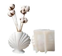 MINGLEA Moule en forme de coquillage pour la fabrication de bougies, moule en forme de coquillage nervuré facile à démouler pour la décoration de la maison, vase à fleurs fait main et fabrication de