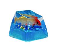 MINGLEA Touches en résine faites à la main en forme de poisson avec effet de lumière transparente pour la personnalisation des claviers mécaniques en 4 couleurs