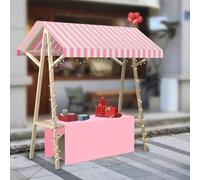 Minglez Chariot de Vente Chariot Mobile Pliable pour Vendeur de Nourriture de Rue, Chariots de Vente de Pop-Corn, Jouets et Desserts, Table de Marché Fermier avec Auvent.(Pink/B,W/120cm(47 1/4"))