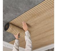 Minglez Dalle de Plafond Panneaux Muraux Décoratifs Imitation Bois 3D, Papier Peint Adhésif en Mousse Épaisse pour Cuisine/Salon, Dalles de Plafond en Rouleau pour Faux Plafond(0.6x12m/2x39ft)