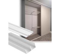 Minglez Kit Porte Coulissante Kit de Quincaillerie pour Porte de Placard à Double Galandage, Rail de Porte Coulissante de 60 76 120 152 167 170cm avec Rail de Guidage au Sol, Blanc(190 cm/74.6 inch)