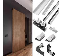 Minglez Kit Porte Coulissante Rail de Porte Coulissante Invisible, Kit de Porte de Grange Coulissante sans Rail avec Mécanisme de Fermeture Amortie, 91 122 152 180 cm(3.5ft/104cm)