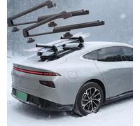 Minglez Porte Ski Porte-Skis à Ventouses pour Toit de Voiture avec Rails Coulissants, Support de Toit Verrouillable pour Snowboard avec Rembourrage, Organisateur D'équipement de Ski Extensible(Black)