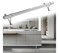Minglez Repose Pied Repose-Pieds en Acier Inoxydable pour Îlot de Cuisine ou Bar Kit de Barre Repose-Pieds Argentée pour Bar, avec Supports de Fixation sous Le Comptoir et Embouts Tube(8.3ft/253cm)