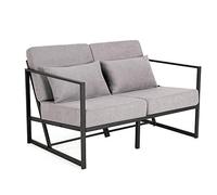 Mingone 2 Places avec Accoudoirs Canapé Lounge Rembourré en Lin avec Pieds Carrés en Fer avec Accoudoirs et Dossier pour Salon Réception dans la Chambre à Coucher (Taupe)