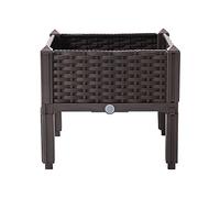 Mingone Jardinière sur Pied en Rotin Jardinière d'Extérieur avec Trou de Drainage Convient pour Jardin Terrasse Balcon, 40 x 40 x 38cm, Marron