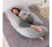 MINGPINHUIUS Coussin de Grossesse pour Femme Enceinte, Coussin allaitemen en Forme de J Coussin d'allaitement pour Femmes Enceintes Ventre/Hanches/Jambes/Soutien du Dos, Lavable Amovible (Gris Clair)