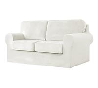 MINGPINHUIUS Lot de 5 housses de canapé 2 places en velours extensible, super douces et épaisses avec 2 housses de dossier séparées et 2 housses de coussin d'assise pour salon,
