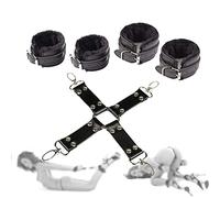 MINGSHOP Menottes B`D`S-M Boňdàgé Lay/Police Dress Up, Noir, Cuir, Moyen, Large