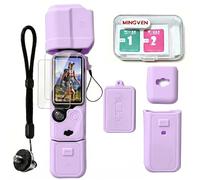MINGVEN Osmo Pocket 3 Coque de protection en silicone pour DJI Pocket 3/Xtra Muse avec film de protection d'écran et dragonne, résistant aux rayures et doux (Violet)