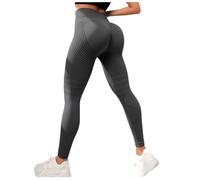 Mingwan Leonie & Co Legging de compression 3D - Pantalon de yoga taille haute sans couture pour femme - Entraînement et fitness anti-cellulite, gris foncé, S