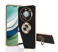 MingWei Coque pour Huawei [ Mate 60 Pro ] - [Support de Faisceau Rotatif en Ligne] [Luxueuse Couleur Métal Doré] Couvercle TPU Souple en Silicone Antichoc (Mate60 Pro, Noir)