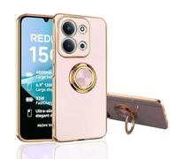 MingWei Coque pour XIAOMI [ Redmi 15C 5G] - Coupe Ajustée [Support Bague Rotative] [Couleur Métal Doré Luxueux] TPU Souple [Protection Antichoc] (Rose, Redmi 15C)