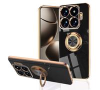 MingWei Coque pour XIAOMI [ Redmi 15T Pro 5G ] - Ajustement Fin [Support Anneau pivotant] [Couleur Métallique Or Luxueuse] Housse en TPU Souple [Antichoc] (Noir, XIAOMI 15T Pro)