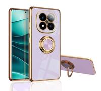 MingWei Coque pour XIAOMI [ Redmi Note 14 Pro 5G/Poco X7 ] - Coupe Ajustée [Support Bague Rotative] [Couleur Métal Doré Luxueux] TPU Souple [Protection Antichoc] (Violet)