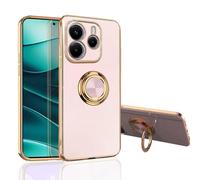 MingWei Coque pour XIAOMI [ Redmi Note 14 Pro 5G/Poco X7 ] - Coupe Ajustée [Support Bague Rotative] [Couleur Métal Doré Luxueux] TPU Souple [Protection Antichoc] (Rose)