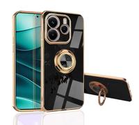 MingWei Coque pour XIAOMI [ Redmi Note 14 Pro 5G/Poco X7 ] - Coupe Ajustée [Support Bague Rotative] [Couleur Métal Doré Luxueux] TPU Souple [Protection Antichoc] (Noir)