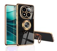MingWei Coque pour XIAOMI [Redmi Note 15/Pro/Pro+ 5G] - Ajustement Fin [Support Anneau pivotant] [Couleur métallique Or Luxueuse] Housse en TPU Souple [Antichoc] (Noir, Note15 Pro 5G)