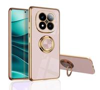 MingWei Coque pour XIAOMI [Redmi Note 15/Pro/Pro+ 5G] - Ajustement Fin [Support Anneau pivotant] [Couleur métallique Or Luxueuse] Housse en TPU Souple [Antichoc] (Rose, Note15 Pro 5G)