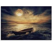 MINGYANMAO Tableau Toile Decoration 50 * 70cm Una barca solitaria nel mare Poster Arredamento per la casa Soggiorno decorativo Camera da letto Senza Cornice