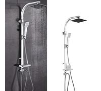 MINGYI Colonne de Douche Hydromassante, avec Douchette, Tête de Douche Carré 20 cm et Porte-Savon, sans Mitigeur, Connecteur DIN Standard 1/2'' (Argent)