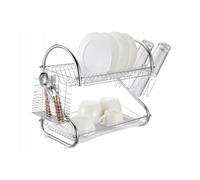 MINGYI Égouttoir à Vaisselle sur Évier, avec Cage à Baguettes et Plateau Coulissant, Rangement Cuisine pour Vaisselle, Séchoir à Vaisselle Antirouille (Argent D avec Porte-gobelet)