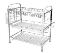 MINGYI Égouttoir à Vaisselle sur Évier, avec Cage à Baguettes et Plateau Coulissant, Rangement Cuisine pour Vaisselle, Séchoir à Vaisselle Antirouille (Argent B avec Support de Planche)