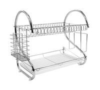 MINGYI Égouttoir à Vaisselle sur Évier, avec Cage à Baguettes et Plateau Coulissant, Rangement Cuisine pour Vaisselle, Séchoir à Vaisselle Antirouille (Argent D avec Support de Planche)