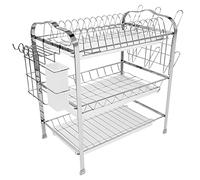 MINGYI Égouttoir à Vaisselle sur Évier, avec Cage à Baguettes et Plateau Coulissant, Rangement Cuisine pour Vaisselle, Séchoir à Vaisselle Antirouille (Argent B avec Porte-gobelet)