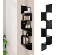 MINGYI Etagère d'angle à 5 Niveaux, Étagère Murale d'angle en Bois MDF, Bibliothèque étagère Suspendue, Étagère en Forme Zigzag, env. 20×20×123 cm (Noir)