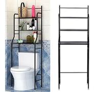 MINGYI Etagère de Salle de Bain 3 Étagères, Meuble de Rangement au-Dessus des Toilettes WC ou Lave-Linge avec 3 Tablettes, Meuble Etagères de WC (Noir, 55×26×165 cm)