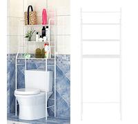 MINGYI Etagère de Salle de Bain 3 Étagères, Meuble de Rangement au-Dessus des Toilettes WC ou Lave-Linge avec 3 Tablettes, Meuble Etagères de WC (Blanc, 55×26×165 cm)