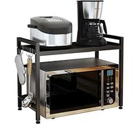 MINGYI Étagères Télescopique Cuisine, Étagère Rangement Cuisine Longueur Réglable (40-64) cm, Support de Four à Micro-Ondes, Étagères à Épices, Noir (40-65)×36,5×45 cm