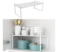 MINGYI Étagères Télescopique sous Évier, Rangement sous Évier, Longueur Réglable (36-60) cm, Étagère Rangement pour Cuisine, Bureau, Salle de Bain, Blanc (36-60)×21×18 cm