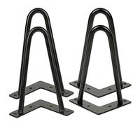 MINGYI Jambe de Table en Épingle à Cheveux, Lot de 4 Pieds Hairpin, Pieds Hauteur 20 cm, Pieds en Acier, Noir A
