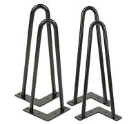 MINGYI Jambe de Table en Épingle à Cheveux, Lot de 4 Pieds Hairpin, Pieds Hauteur 30 cm, Pieds en Acier, Noir A