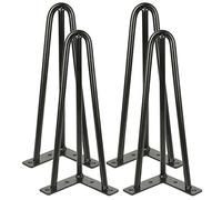 MINGYI Jambe de Table en Épingle à Cheveux, Lot de 4 Pieds Hairpin, Pieds Hauteur 30 cm, Pieds en Acier, Noir B