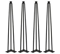 MINGYI Jambe de Table en Épingle à Cheveux, Lot de 4 Pieds Hairpin, Pieds Hauteur 71 cm, Pieds en Acier, Noir B