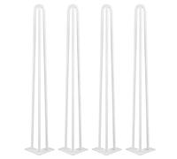 MINGYI Jambe de Table en Épingle à Cheveux, Lot de 4 Pieds Hairpin, Pieds Hauteur 71 cm, Pieds en Acier, Blanc B