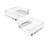 MINGYI Lot de 2 DIY Tiroir Coulissant Cuisine, Tiroir Télescopique de Rangement, Panier de Rangement Coulissant, Panier Coulissant avec Rails Complète, pour Largeur de l'armoire 50 cm