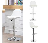 MINGYI Lot de 4 Tabourets de Bar, Siège en PU et PP, Chaise Haute Bar avec Dossier et Repose-Pieds, Siège 37×33×28 cm (Blanc)