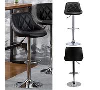 MINGYI Lot de 6 Tabouret de Bar PU, Tabouret Hautes de Cuisine, Réglable en Hauteur 53-73 cm, Chaise Haute Bar Moderne, Chaise de Bar Cuillère (Noir)