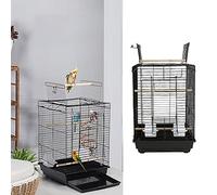MINGYI Petite Cage à Oiseaux Interieur et Extérieur, Cage Oiseau avec Poignées, Volière Oiseaux pour Perroquet/Perruche/Canari/Parakeet/Calopsitte élégante/Pinson (Noir, 40×40×58 cm)