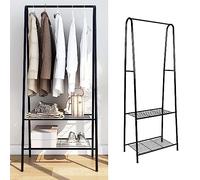 MINGYI Portant à Vêtements pour Chambre, Porte-vêtements Métallique, Penderie à Vêtement avec Étagères à Chaussures, Porte-Manteaux sur Pied (Noir Forme de A 59×36×160 cm)