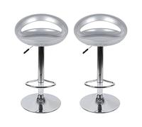 MINGYI Tabourets de Bar Lot de 2, Siège en Plastique ABS, Chaise Haute Bar avec Support Lombaire et Repose-Pieds, Siège 43×43×26 cm (Gris Argenté)