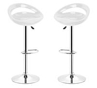 MINGYI Tabourets de Bar Lot de 2, Siège en Plastique ABS, Chaise Haute Bar avec Support Lombaire et Repose-Pieds, Siège 43×43×26 cm (Blanc)