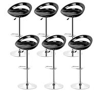 MINGYI Tabourets de Bar Lot de 6, Siège en Plastique ABS, Chaise Haute Bar avec Support Lombaire et Repose-Pieds, Siège 43×43×26 cm (Noir)